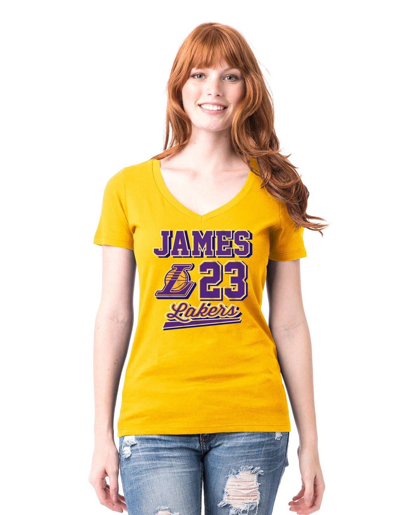 Ball Script Logo Womens James Los Angeles Lakers Tee