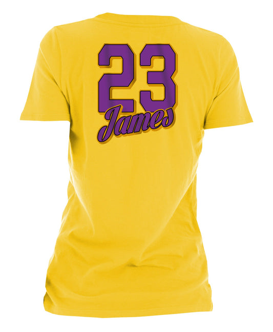Los Angeles Lakers Women's LeBron James Script Player T-Shirt - Gold