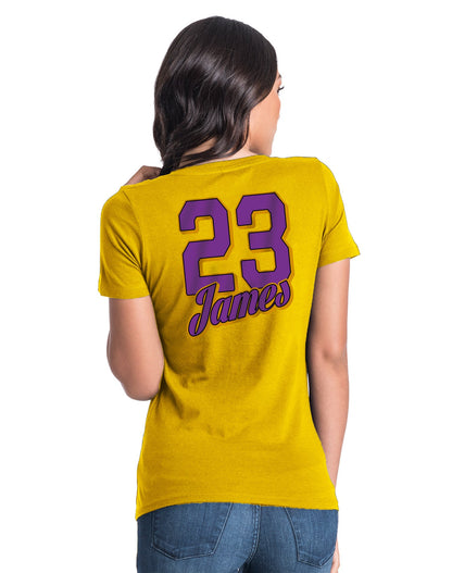 Los Angeles Lakers Women's LeBron James Script Player T-Shirt - Gold