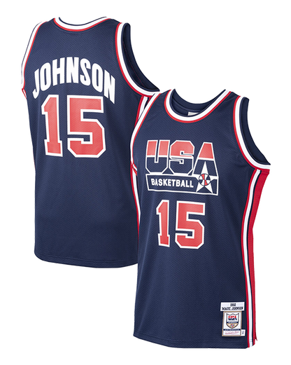 Magic Johnson USA Basketball Home 1992 Dream Team Authentic Jersey - Navy