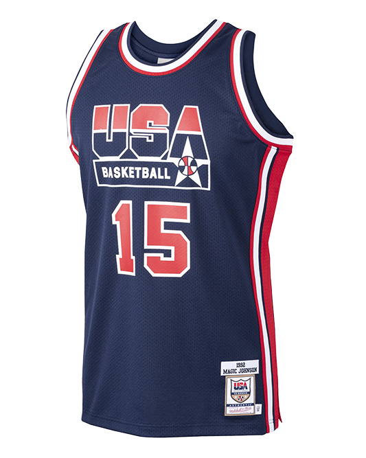 Magic Johnson USA Basketball Home 1992 Dream Team Authentic Jersey - Navy