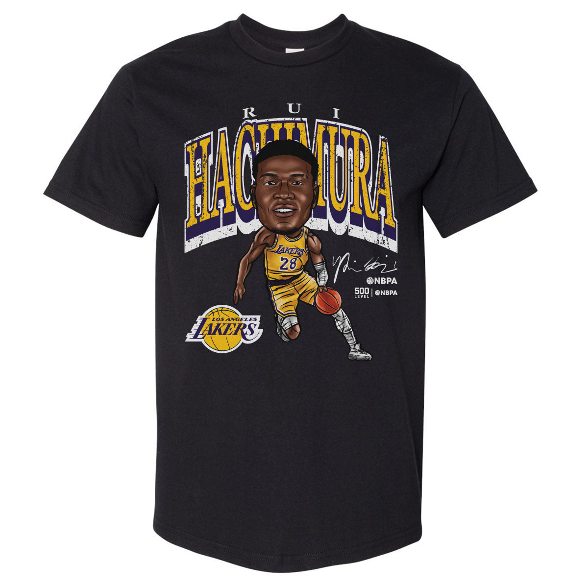Rui Hachimura Los Angeles Lakers Cartoon WHT